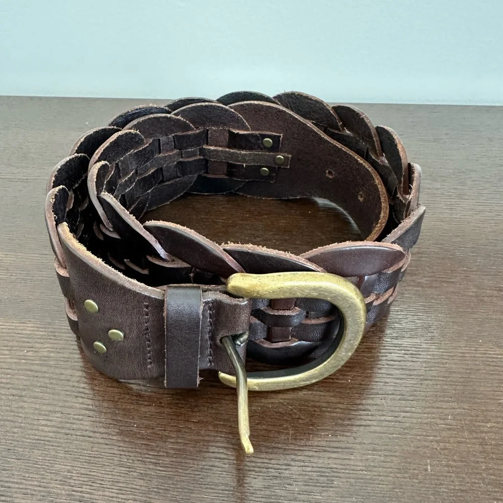 GAP Vintage Braided Woven Genuine Leather Belt Authentic Vintage Style